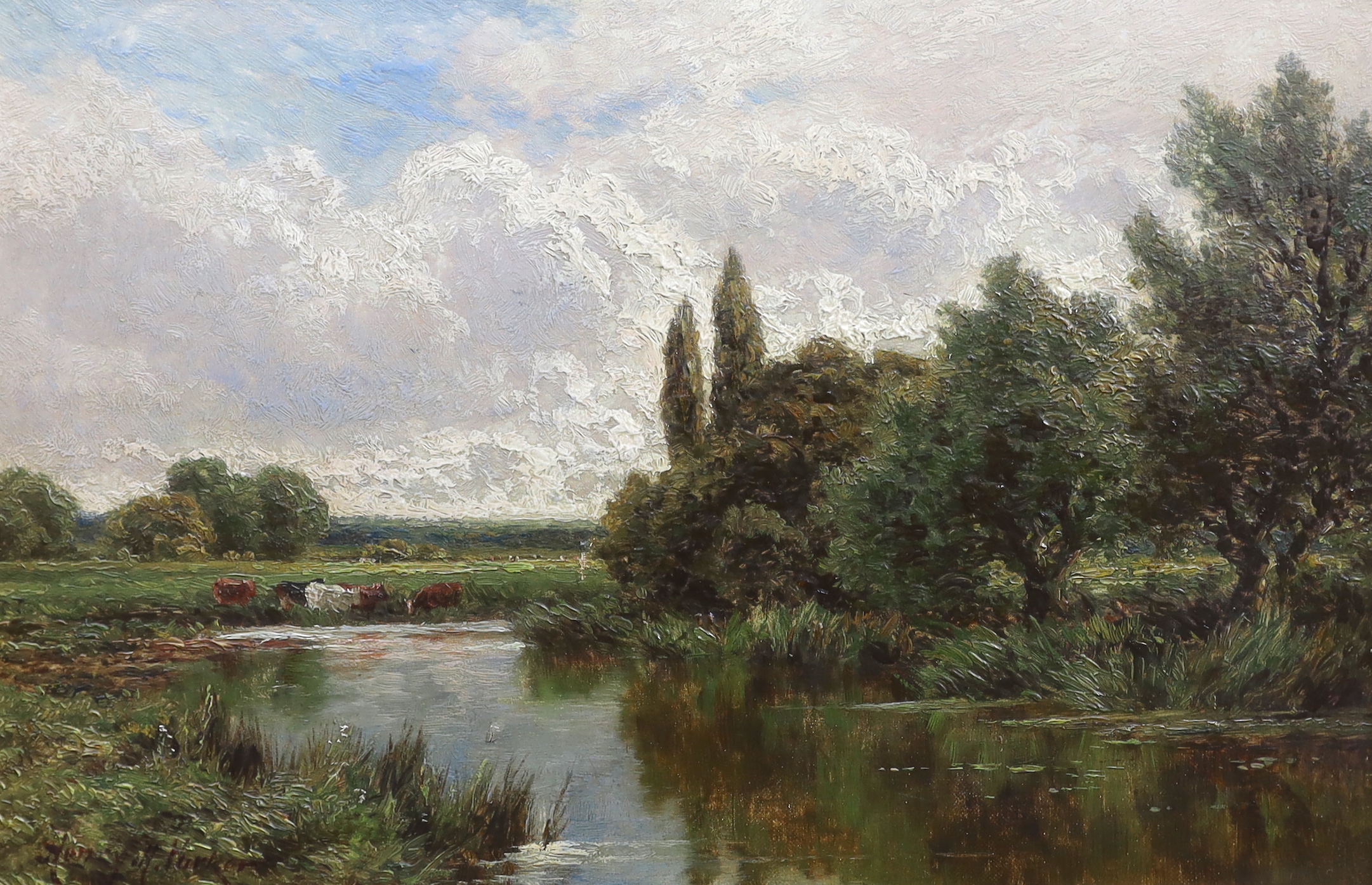 Henry H. Parker (British, 1858-1930), 'At Culham on Thames' and 'The River Wey, near Ripley, Surrey', oil on canvas, a pair, 30 x 45cm